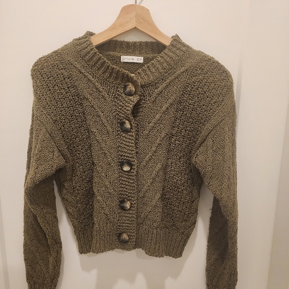Womens cropped sweater medium bottle green - Picture 3 of 3